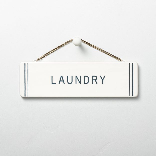 'Laundry' Stoneware Wall Sign Blue/Cream - Hearth & Hand™ with Magnolia | Target