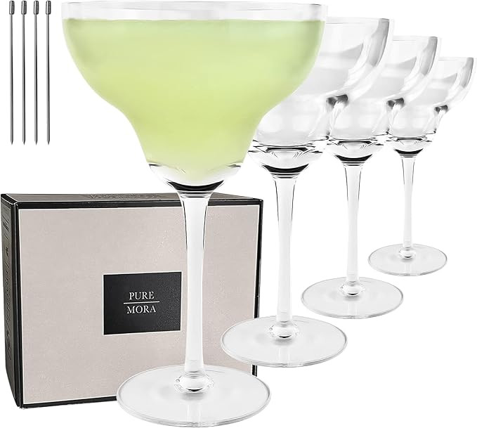Margarita Glasses Set of 4, 12 oz Modern Bar Glass for Martini, Frozen Daiquiri, Tropical Summer ... | Amazon (US)