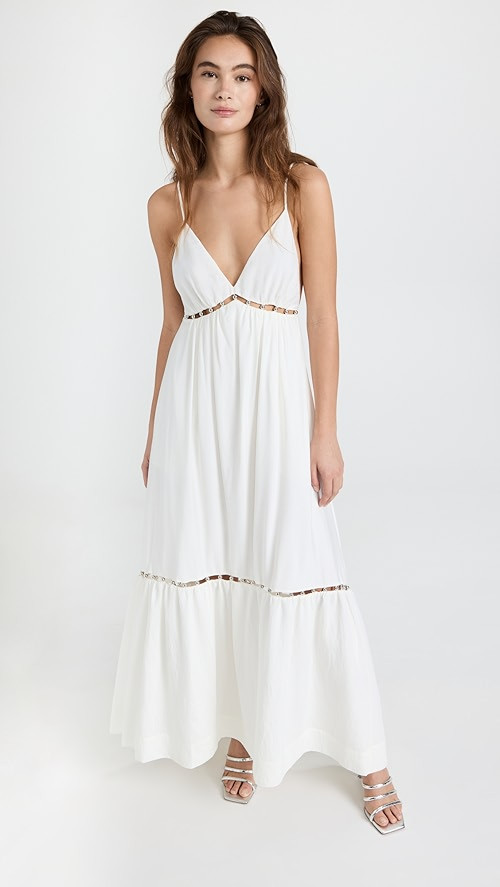 Jonathan Simkhai Amal Beaded Cover Up Deep V Maxi Dress with Beads | SHOPBOP | Shopbop