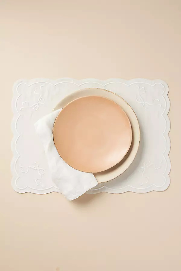 Benedita Bow Cotton Embroidered Placemat | Anthropologie (US)