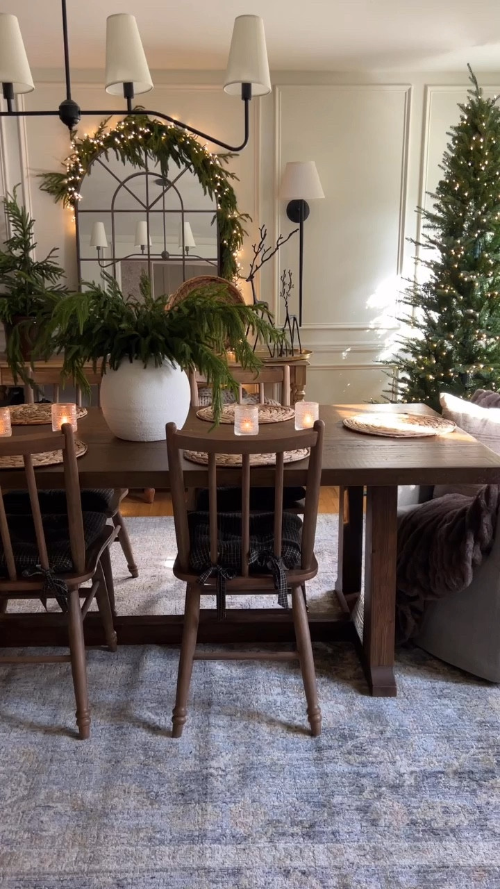 Winter dining room inspo. Neutral Christmas dining room. Pottery Barn. Kathy kuo home. Target dining chair loloi rug. Benjamin Moore Swiss coffee viral twinkle tree.

#LTKHome #LTKSeasonal #LTKHoliday