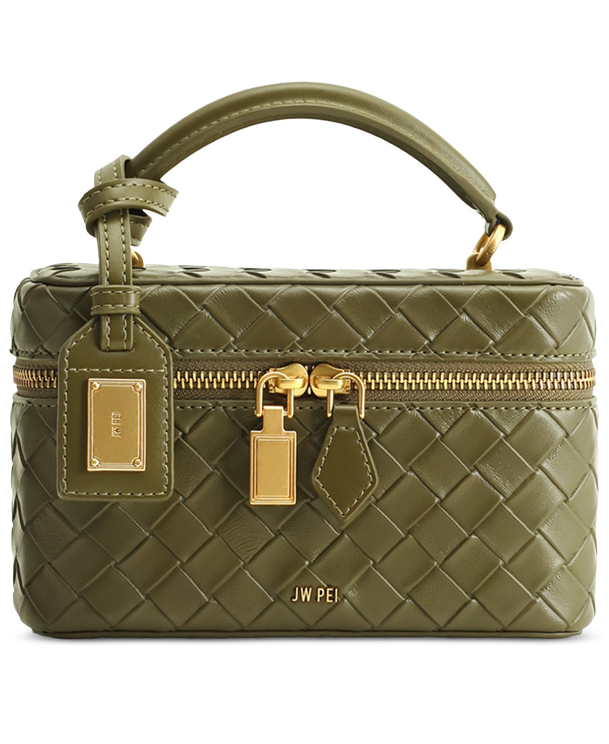 Jw Pei Cleo Woven Texture Box Shape Extra-Large Handle Satchel Handbag - Olive Green | Macy's