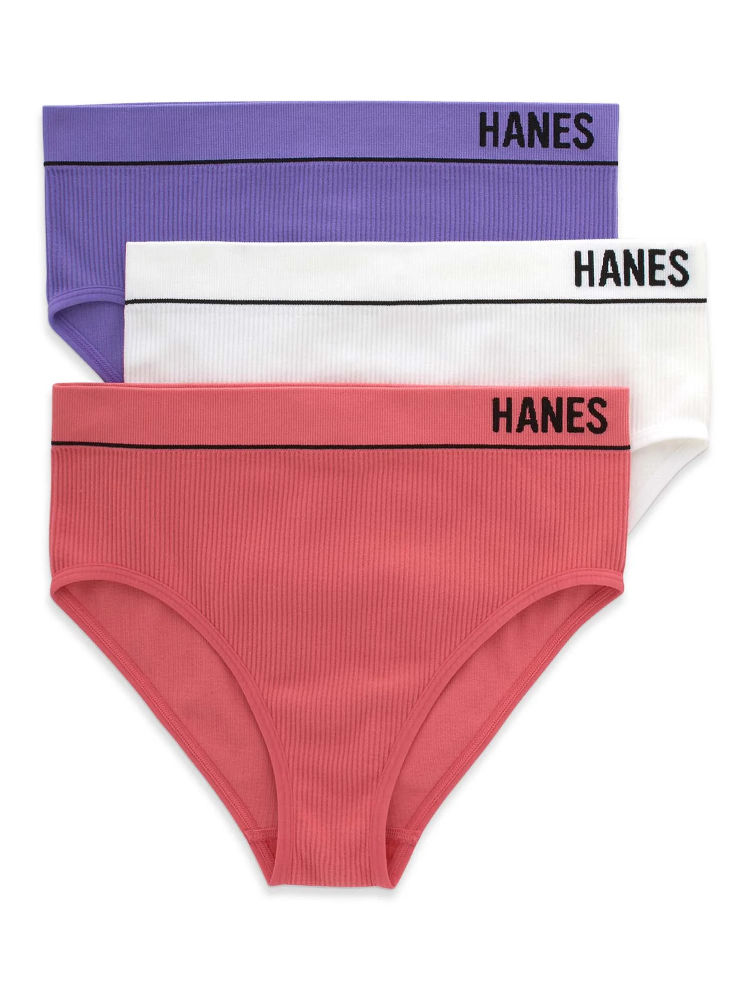 Hanes Originals Women's Seamless Rib Hi-Leg Bikini Underwear, 3-Pack - Walmart.com | Walmart (US)