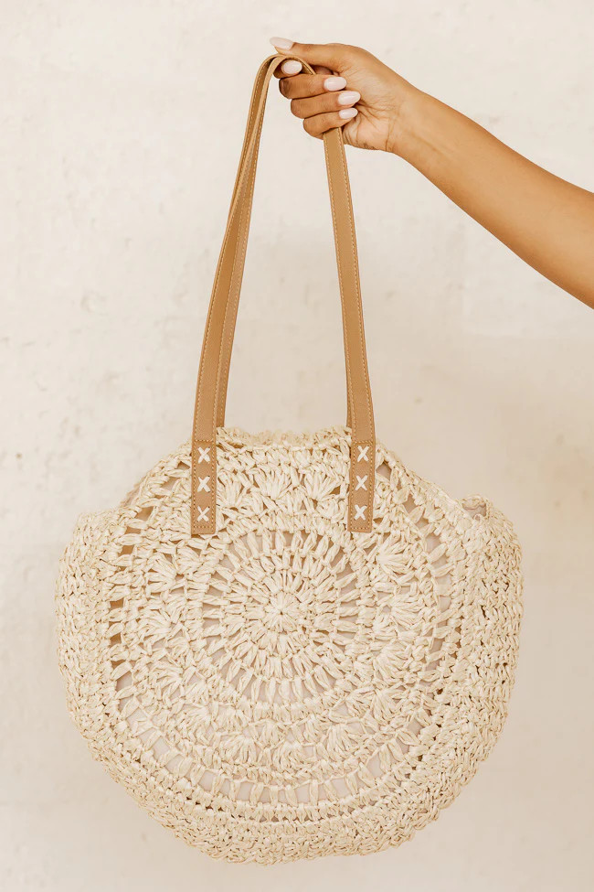 Lead The Way Beige Woven Circle Bag | Pink Lily
