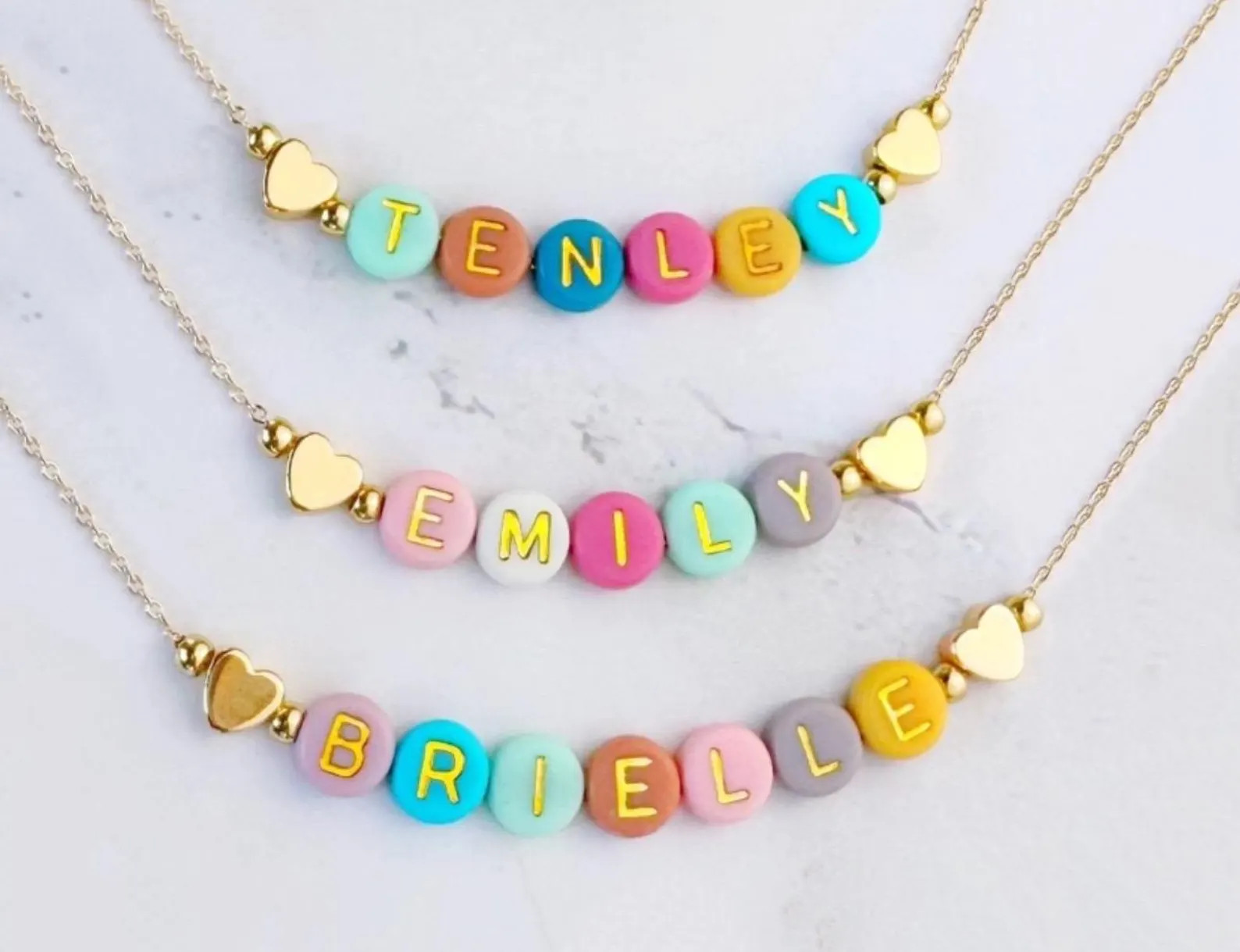 Colorful Beaded Name Necklace for Little Girls, Adjustable Chain, Personalized Grow With Me Jewel... | Etsy (US)