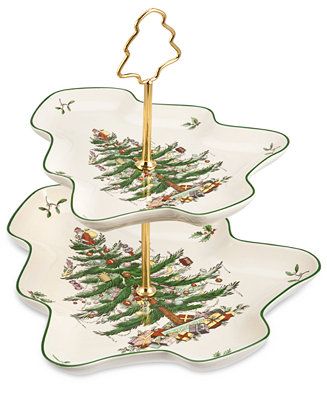 Spode Christmas Tree Sculpted 2-Tier Server & Reviews - Home - Macy's | Macys (US)