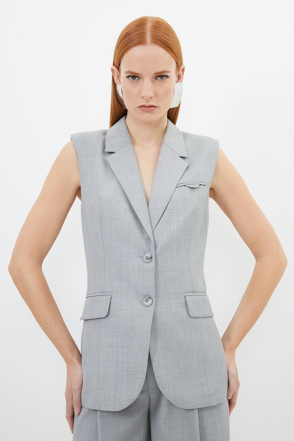 Wool Blend Tailored Single Breasted Vest | Karen Millen US