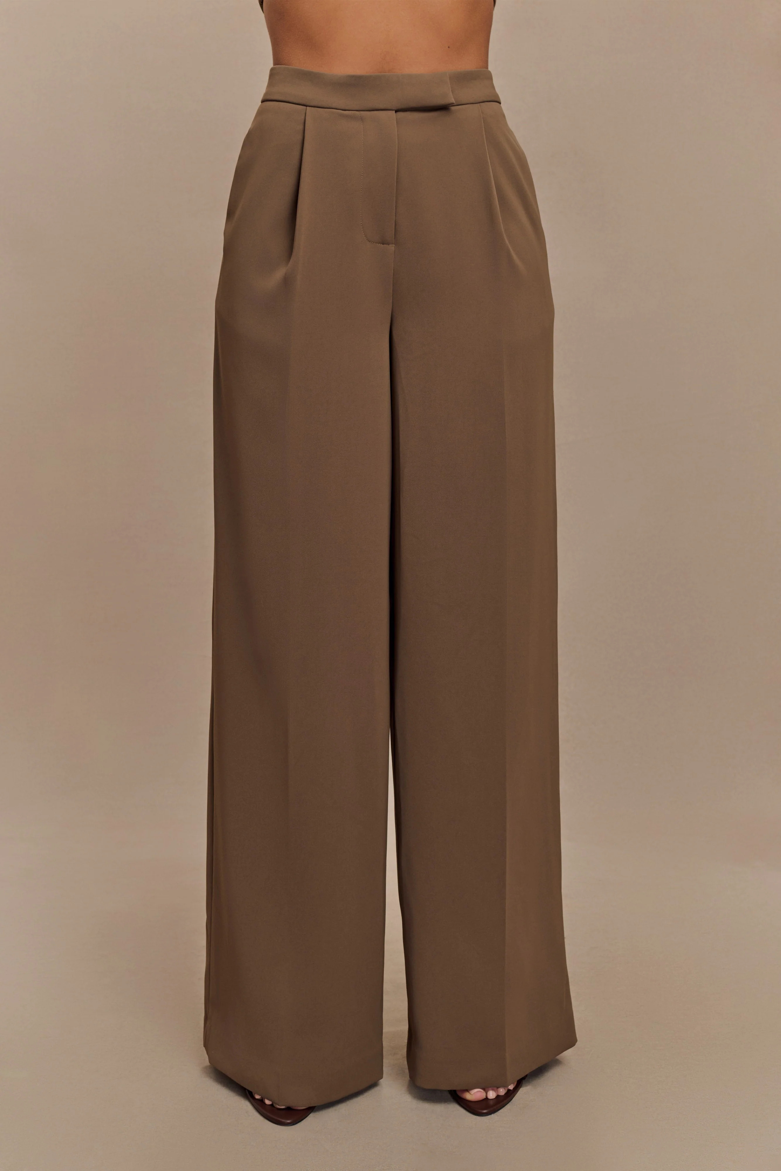 Suiting Wide Leg Pant - Cacao Brown | MESHKI US