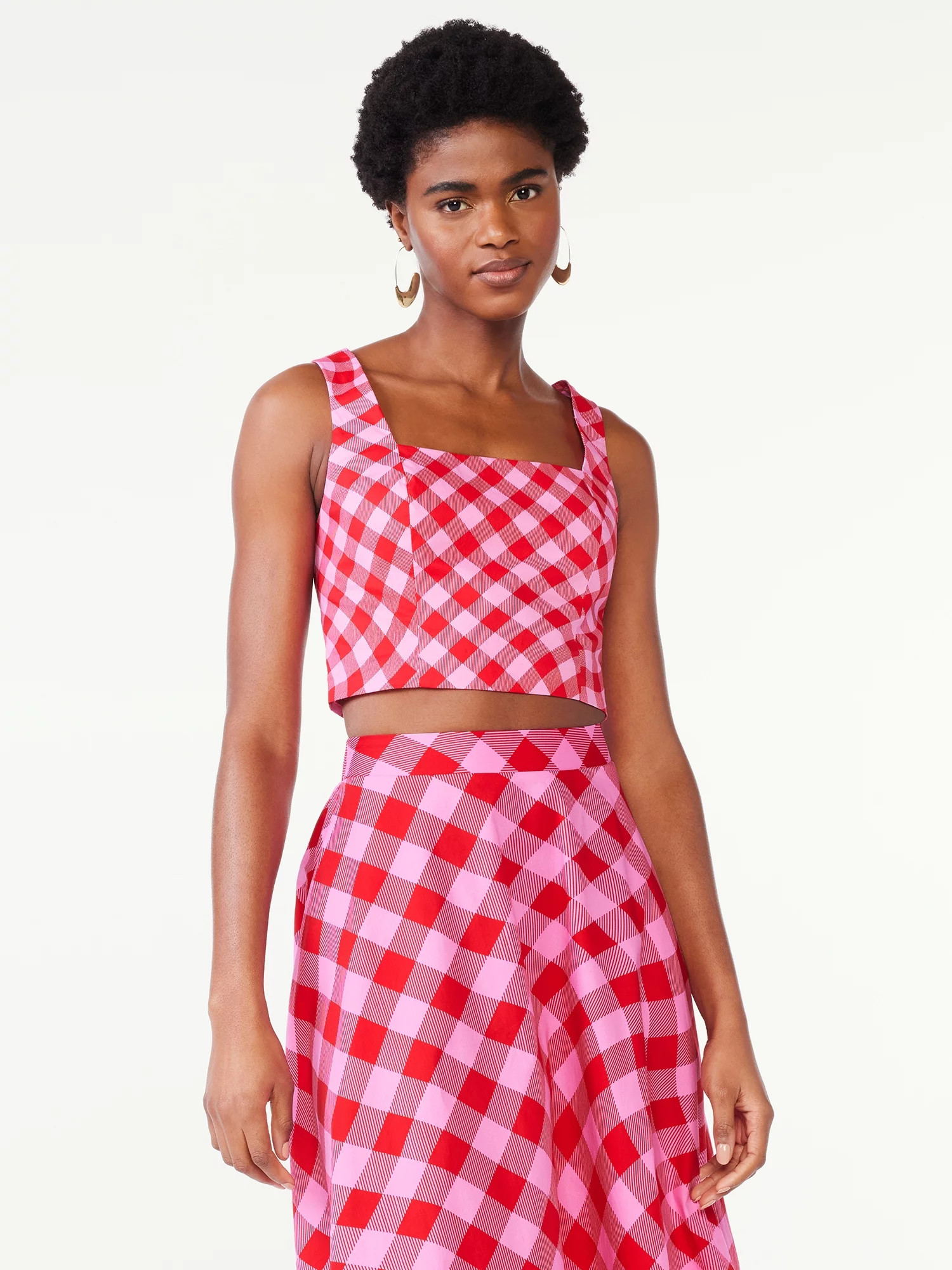 Scoop Women's Square Neck Fitted Poplin Crop Top, Sizes XS-XXL | Walmart (US)