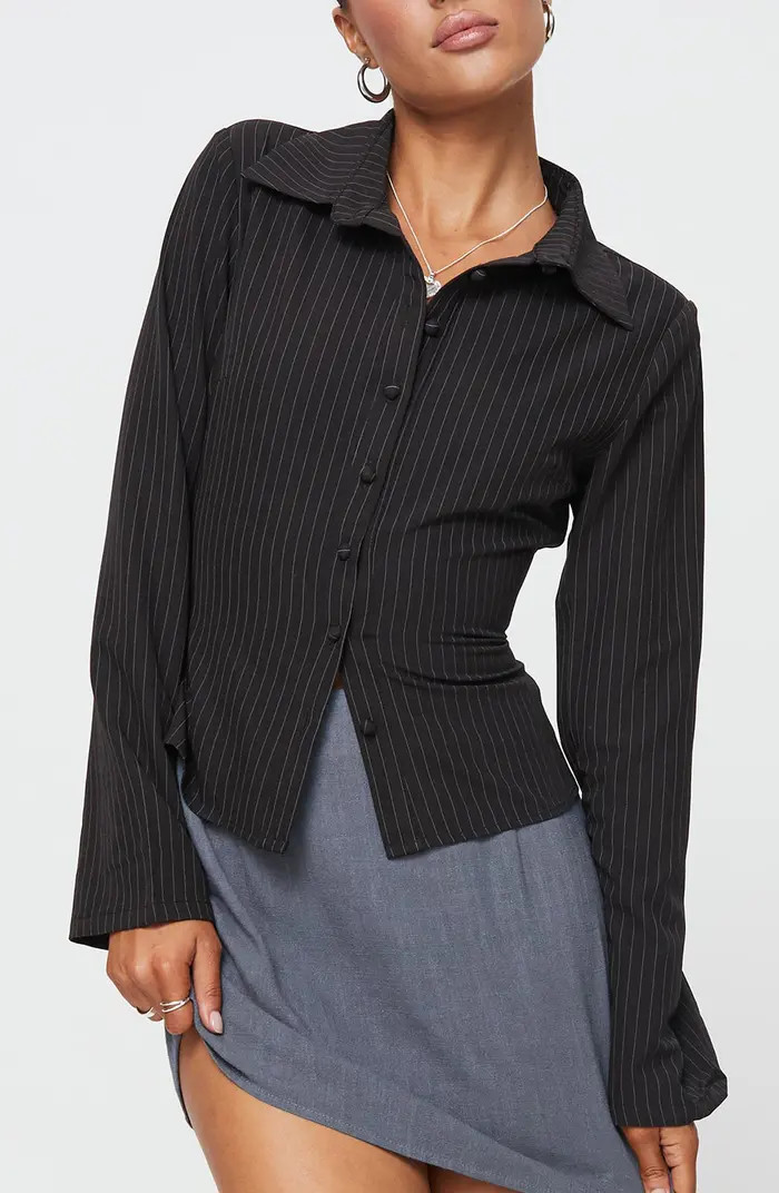 Anni Pinstripe Button-Up Shirt | Nordstrom