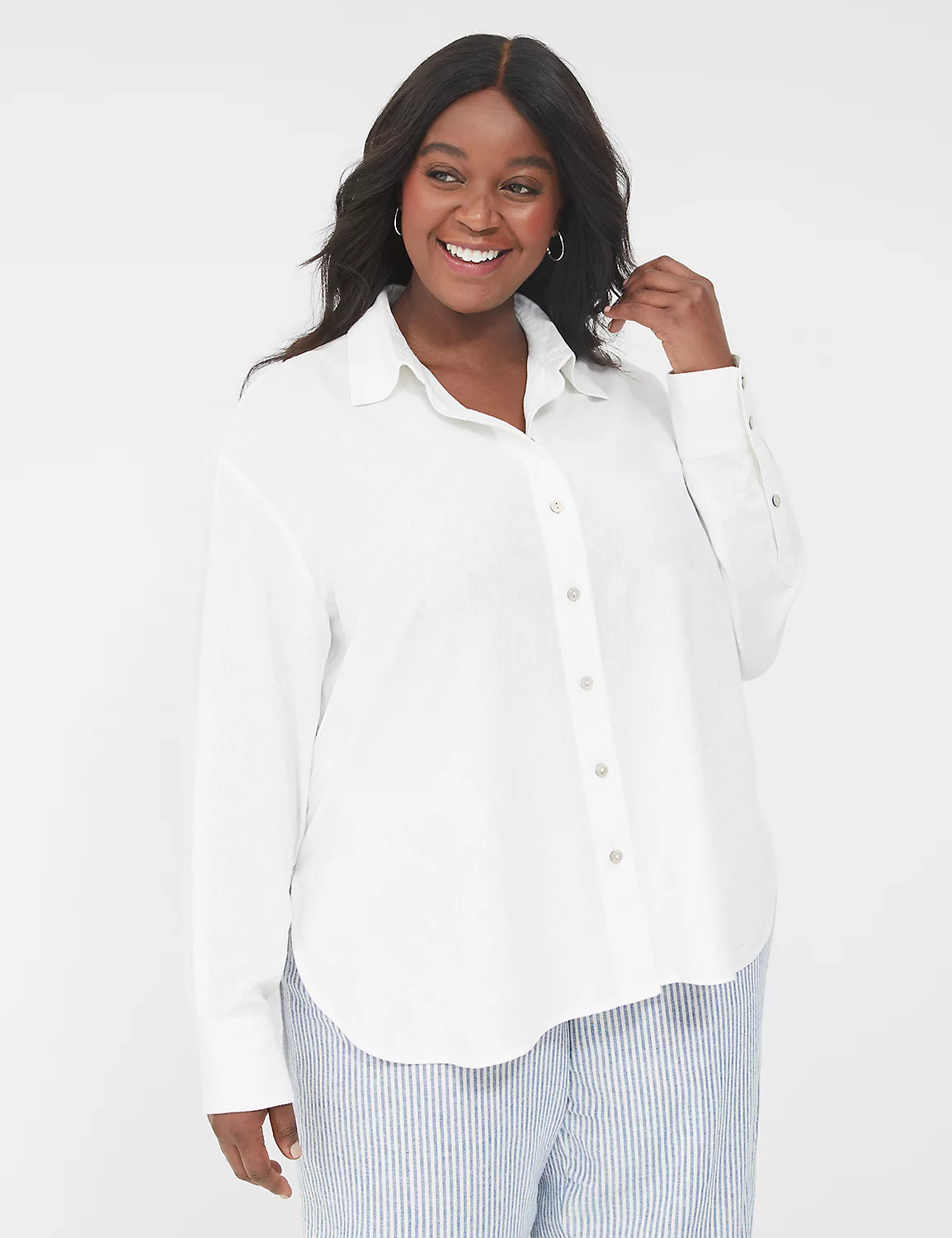 Relaxed Linen Button-Down Shirt | LaneBryant | Lane Bryant (US)