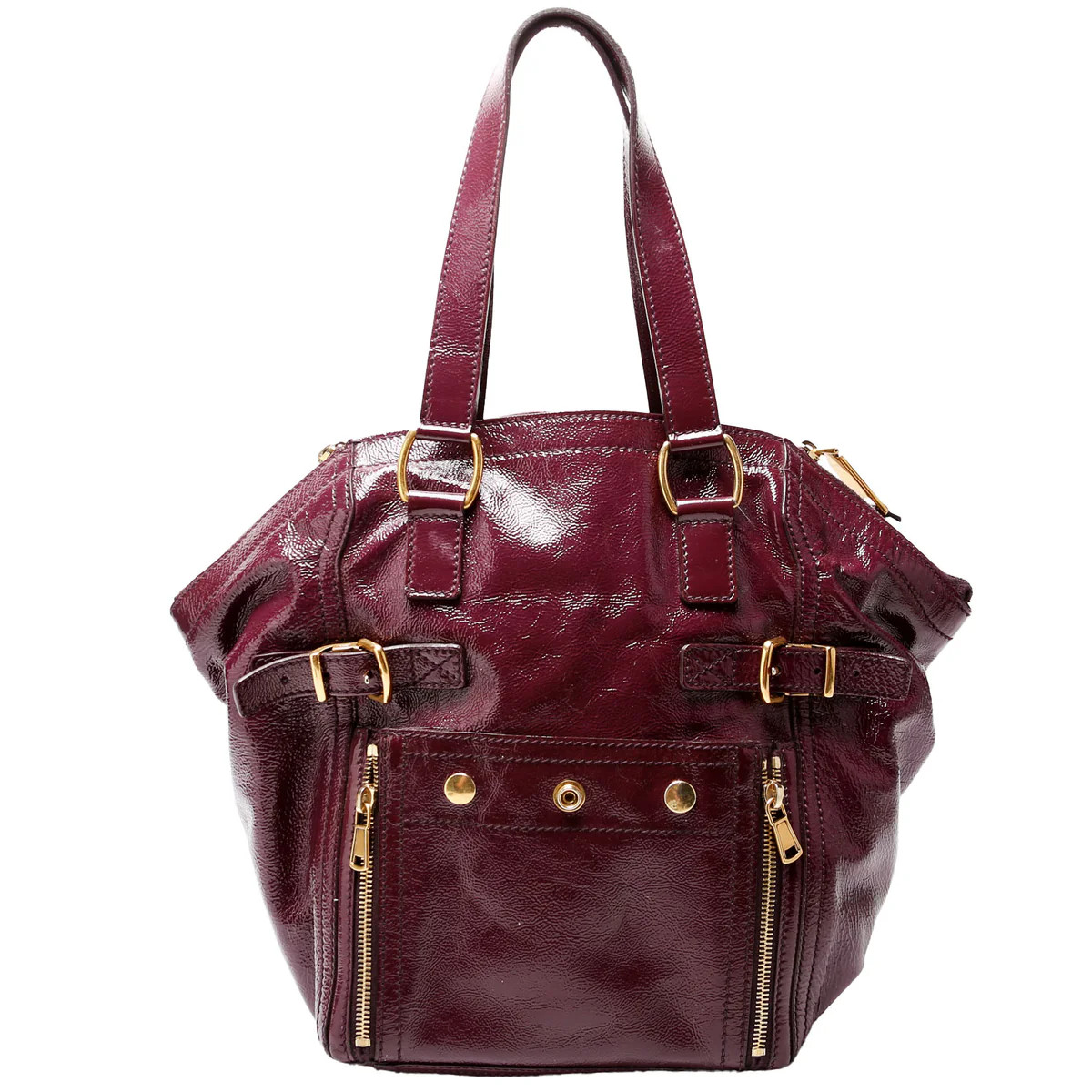 202649 Downtown Patent Leather Tote Purple | Keeks Designer Handbags