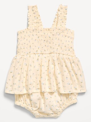 Printed Ruffled Smocked Romper for Baby | Old Navy (US)