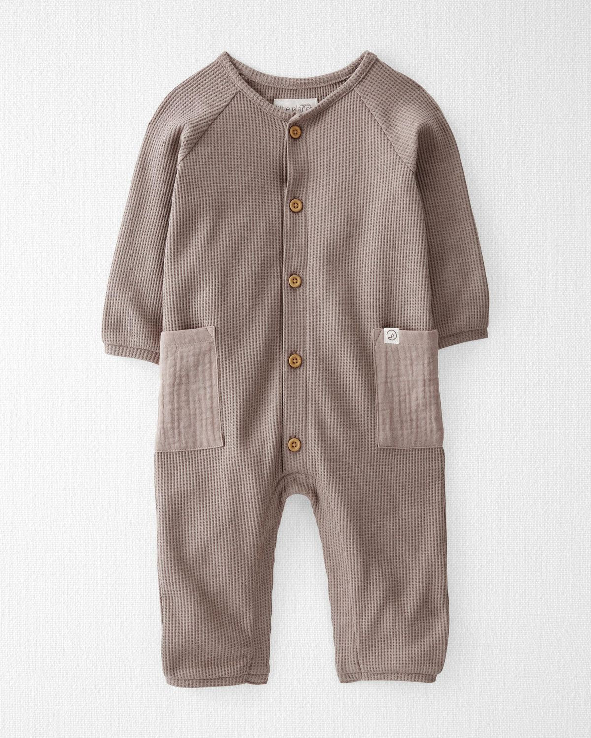 Washed Taupe Baby Organic Cotton Waffle Knit Jumpsuit | carters.com | Carter's