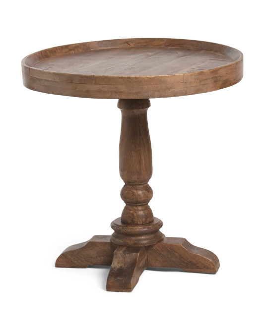 30in Neil Round Solid Wood Tray Edge Table | TJ Maxx