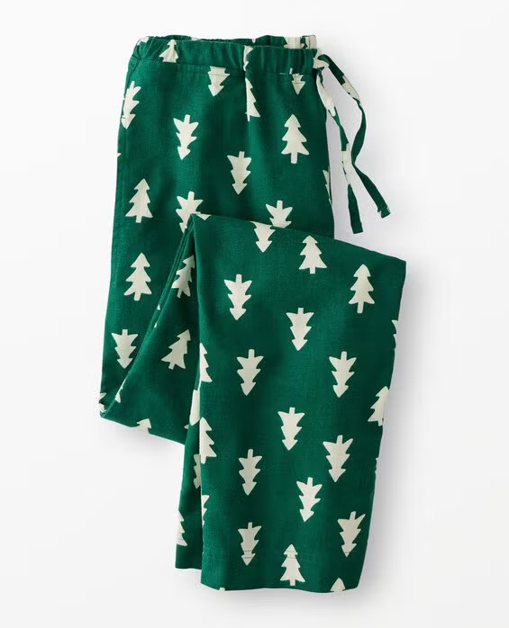 Happy Trees On Green Holiday Flannel Pajama Pants in 100% Combed Cotton - Size Adult XXL by Hanna Andersson | Hanna Andersson