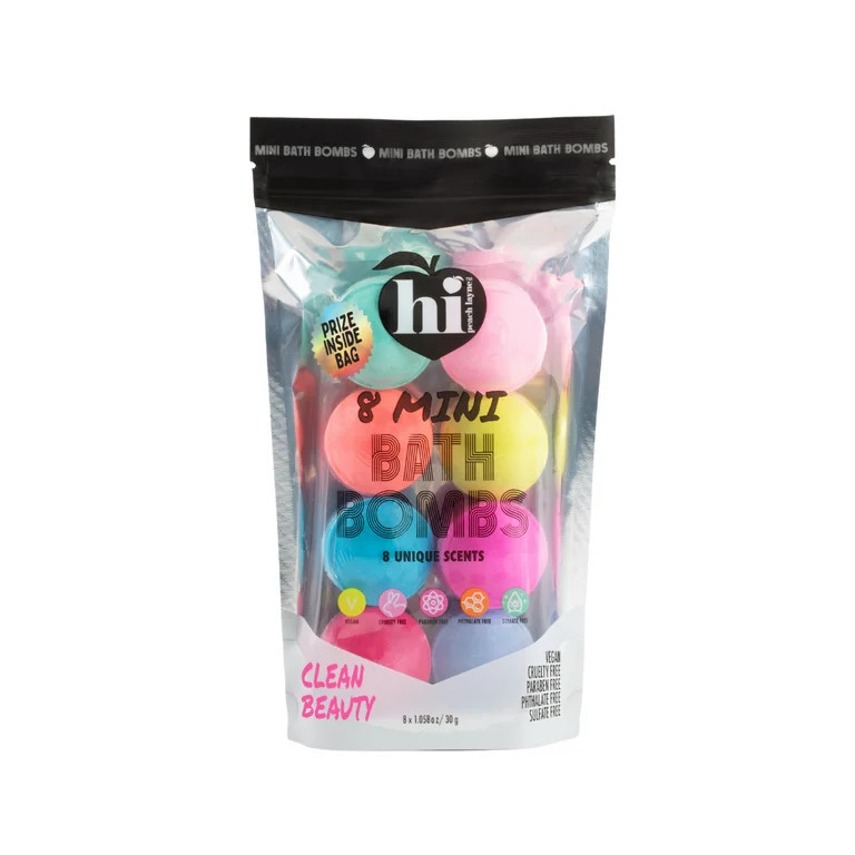 Hi Peach Layne 8 Count Bath Bomb Bag, Multi-Color with Prize, 8 x 1.06oz | Walmart (US)