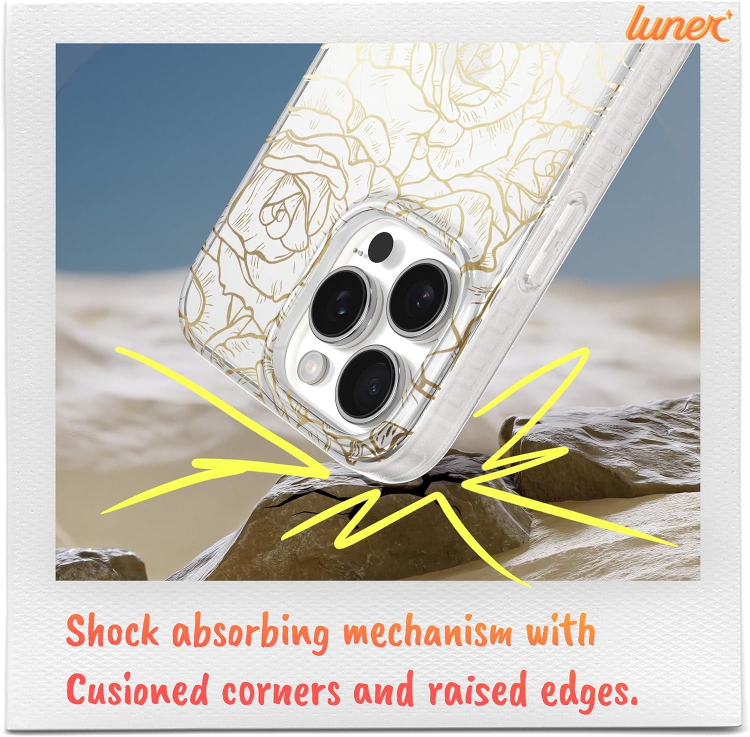 Luner - for iPhone 16 Pro - Golden Rose Phone Case - [Compatible with Magsafe] - Cute and Unique ... | Amazon (US)