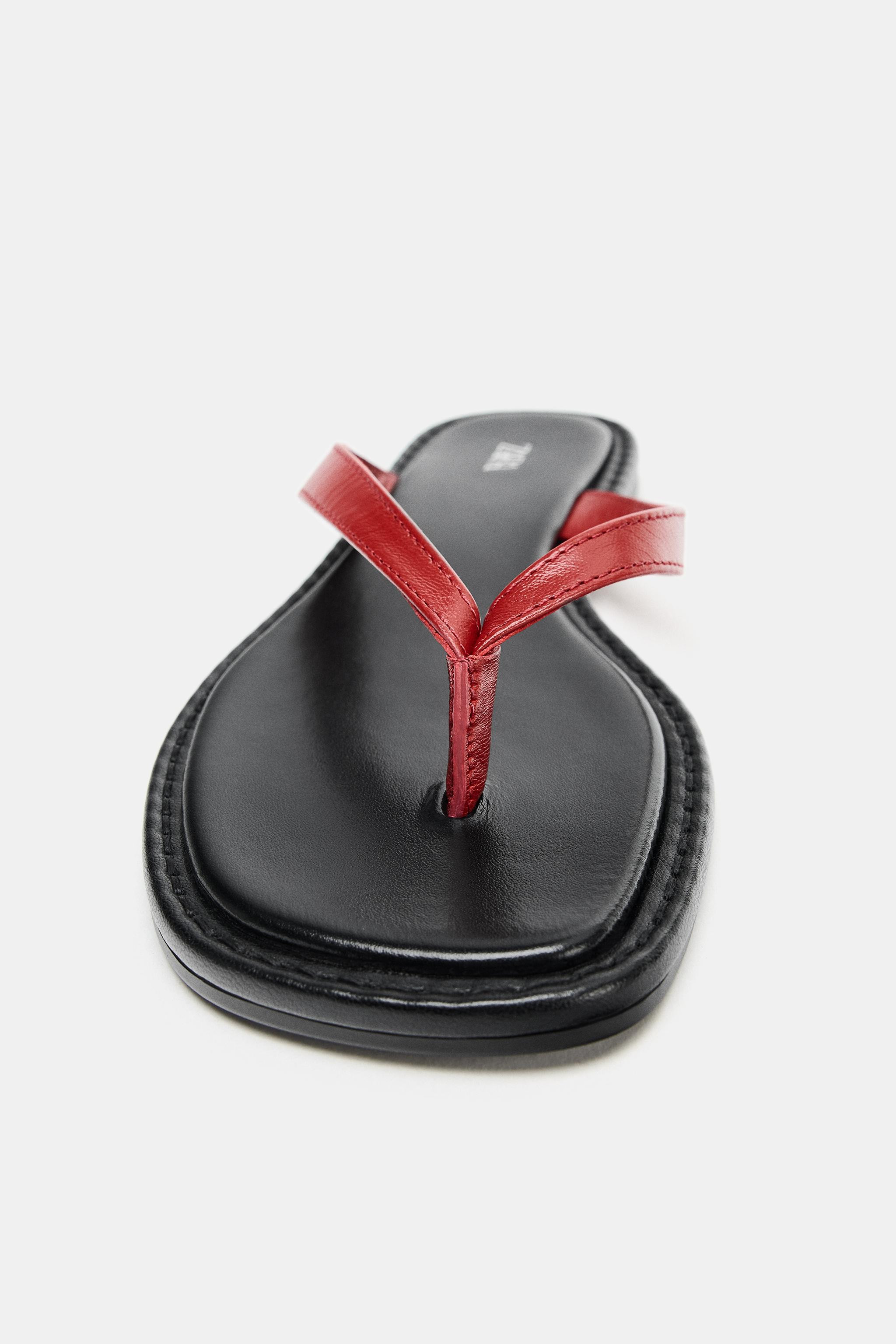 CONTRAST LEATHER SANDALS | Zara US