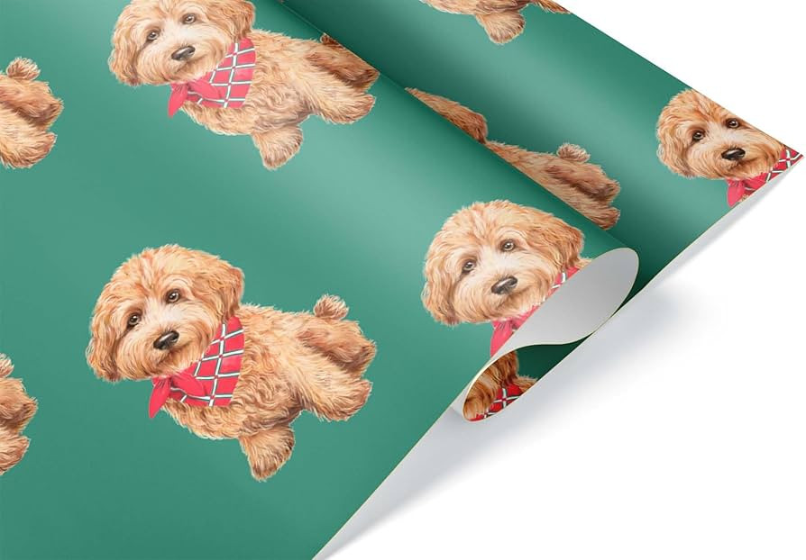 Apricot Brown Goldendoodle Puppy Wrapping Paper Premium Labradoodle Gift Wrap Doodle Birthday Par... | Amazon (US)