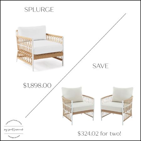Serena and Lily 
Dupe
Walmart
Outdoor chairs
Look for less
Splurge or save 
Home decor 
Luxe for less 
Home 

#LTKstyletip #LTKsalealert #LTKhome