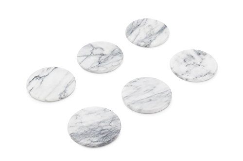 Fox Run 48749 Natural White Polished Marble Stone Coasters, Set of 6 | Amazon (US)