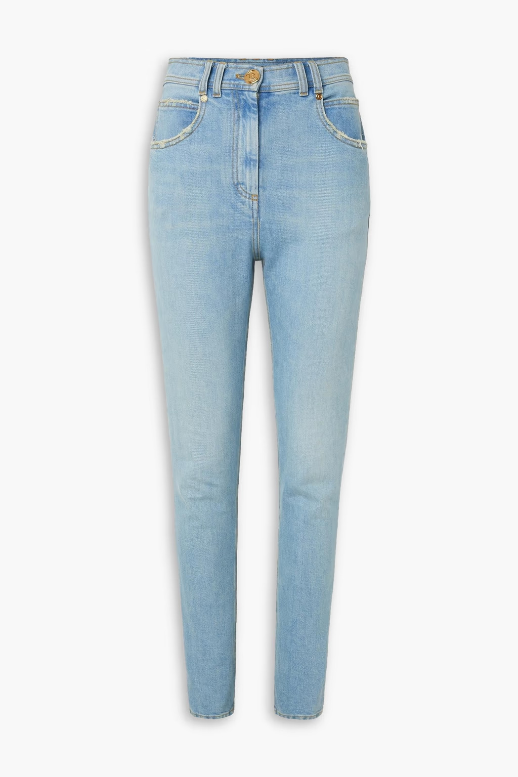 Distressed high-rise slim-leg jeans | The Outnet (US and CA)