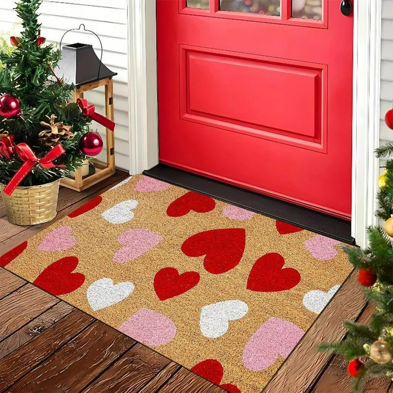 Valentines Day Decorations Valentines Day Welcome Doormat Red And P-ink Heart Sweet Rug Loves Ind... | Walmart (US)