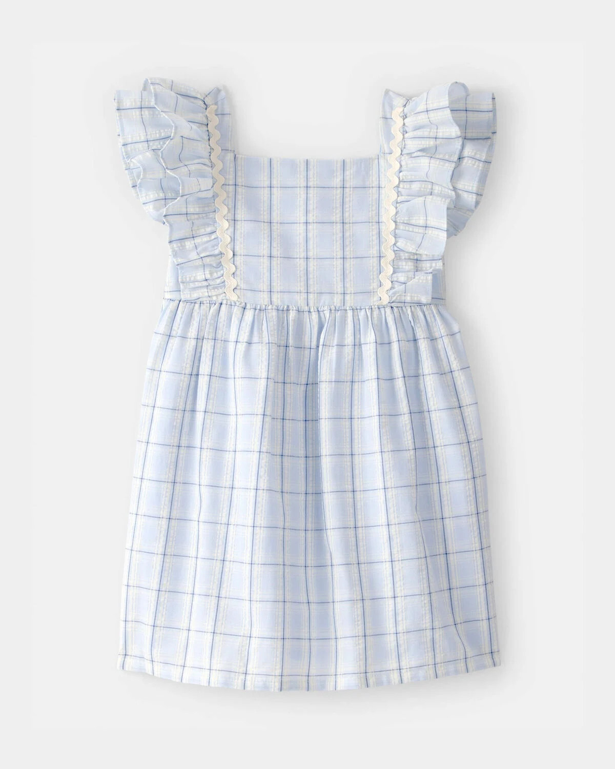 Toddler Girl Ruffle-Sleeve Gingham Dress - Blue/White | Carter's Inc