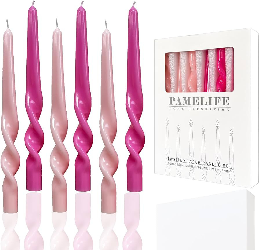 Spiral Taper Candles - Set of 6 Twisted Candle 9.5 Inch Tall for Home Decoration Holiday Wedding ... | Amazon (US)
