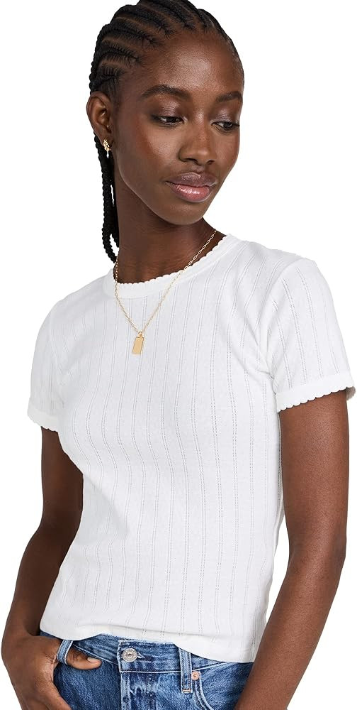 Women's Pointelle Short Sleeve Tee | Amazon (US)