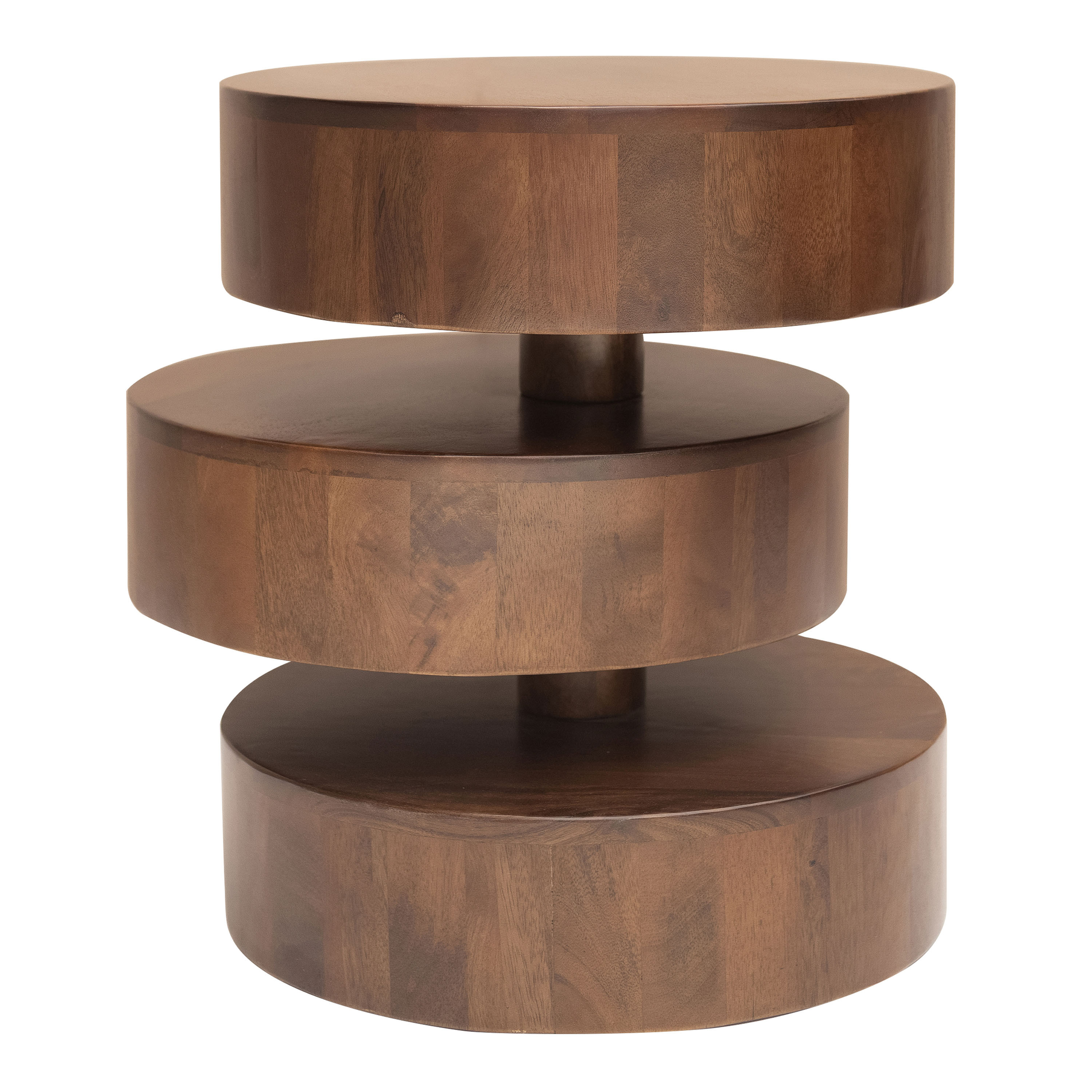 Trig Round Natural Mango Wood Tiered Side Table - World Market | World Market