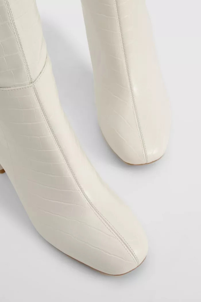 Croc Heeled Knee High Boot | boohoo (US & Canada)