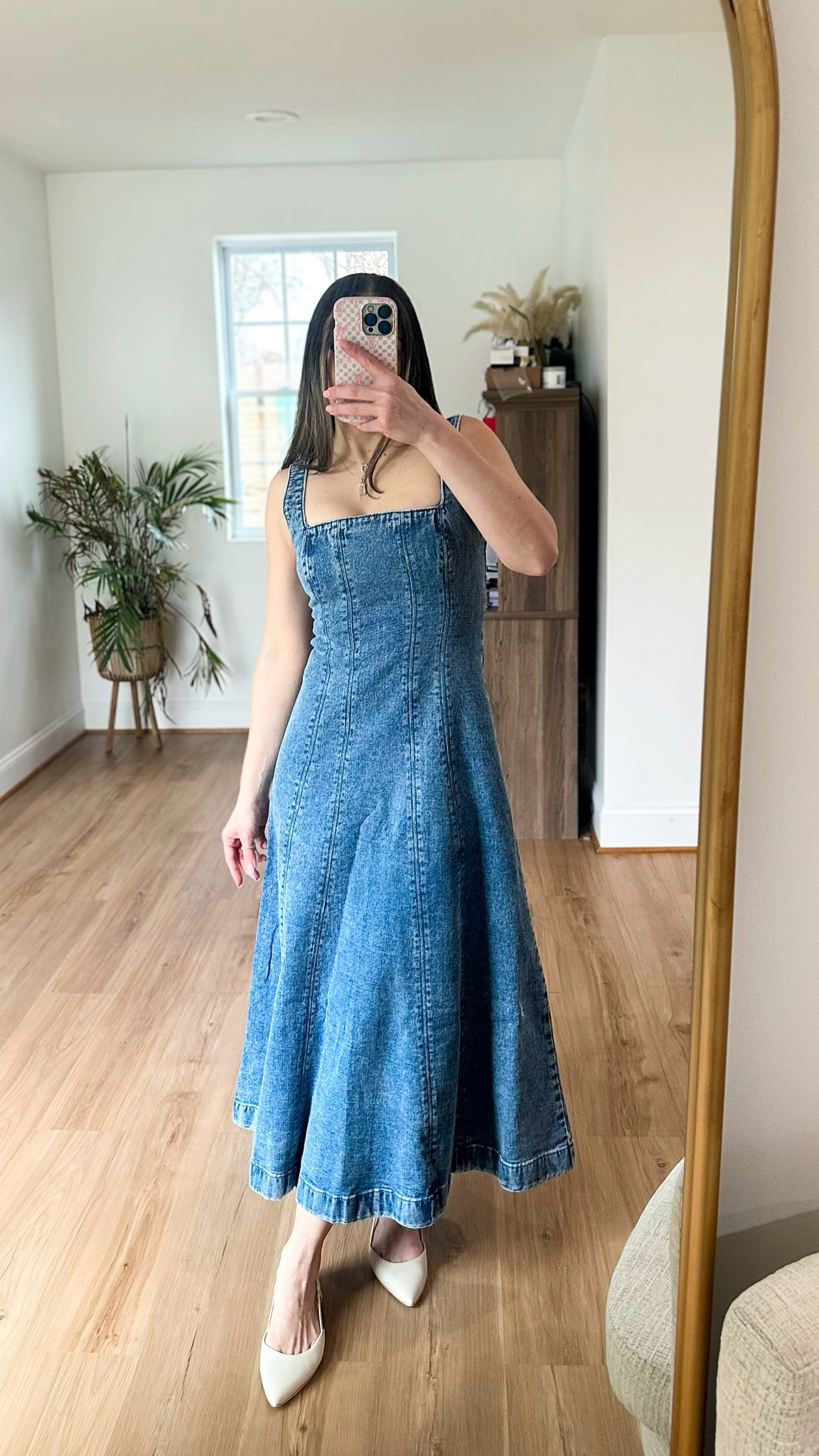 Adorable denim dress, I’m 5’3 and got it XS regular length. I think would fit me better in XS petite. 

#LTKstyletip #LTKSeasonal #LTKsalealert