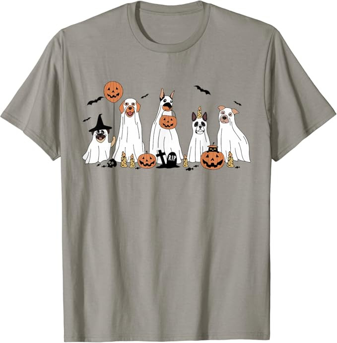 Cute Dog Dressed as Ghost Halloween Funny Boo, Dog Lov T-Shirt | Amazon (US)