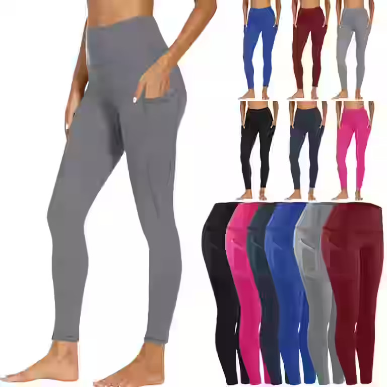 Kvture High Waisted Yoga Leggings with Pockets, Buttery Soft Workout Yoga Pants for Women Tummy C... | Walmart (US)
