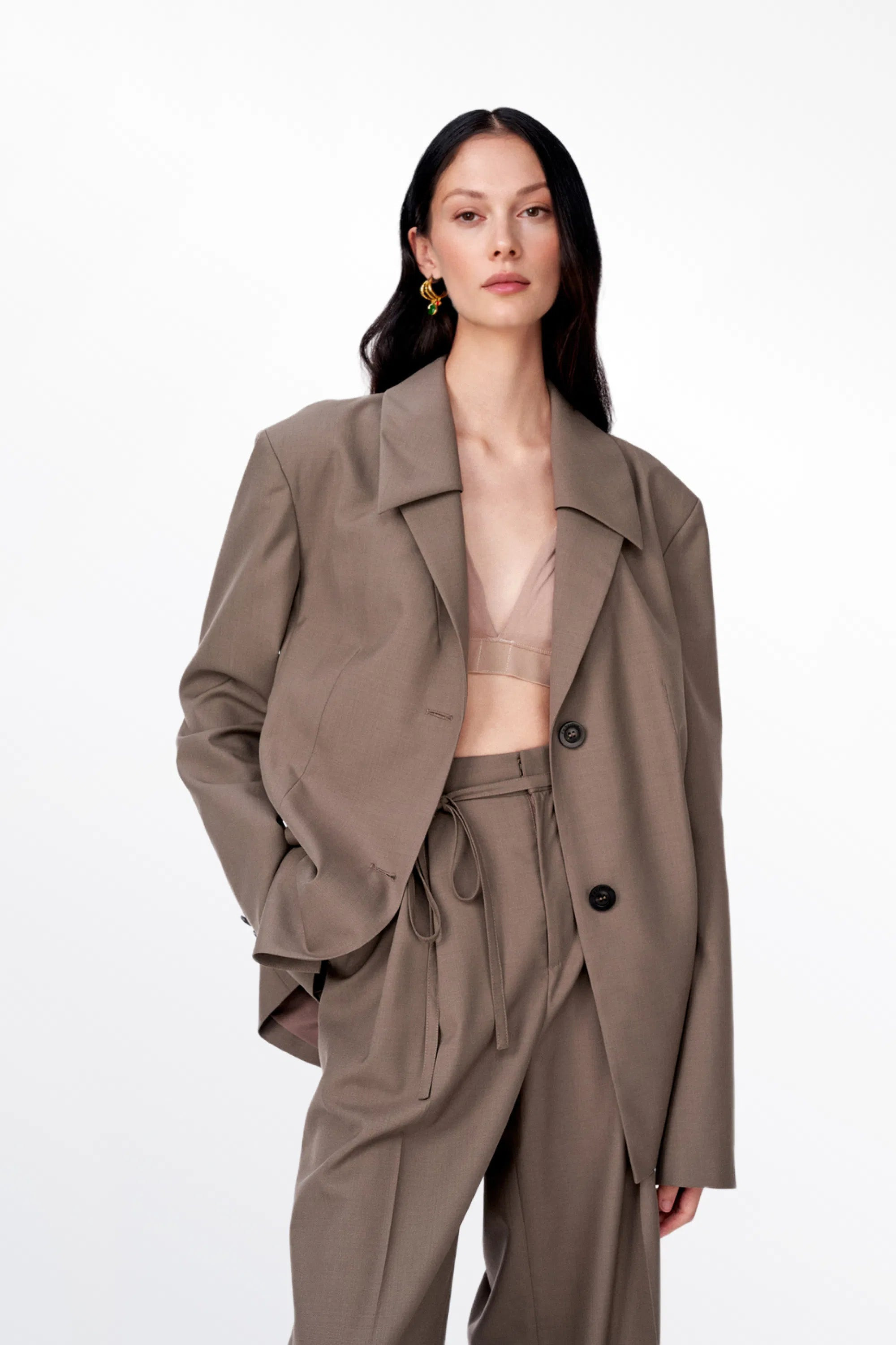 Alba Belted Blazer in Wool Blend | Fabrique