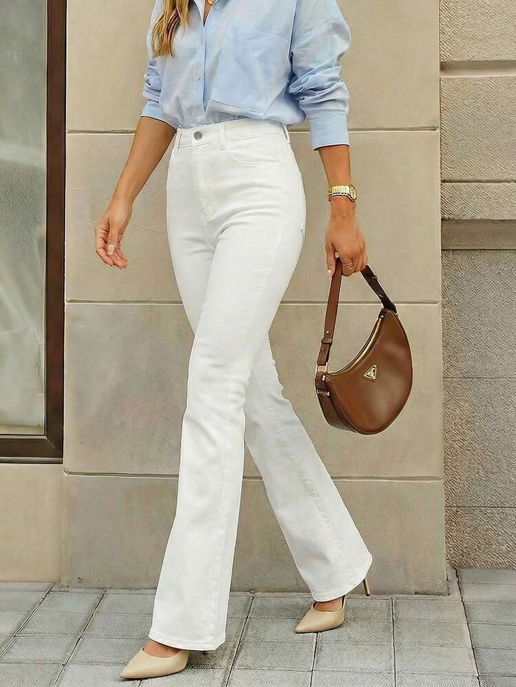 Selenza Women's Solid Color Minimalist Everyday Denim Jeans | SHEIN