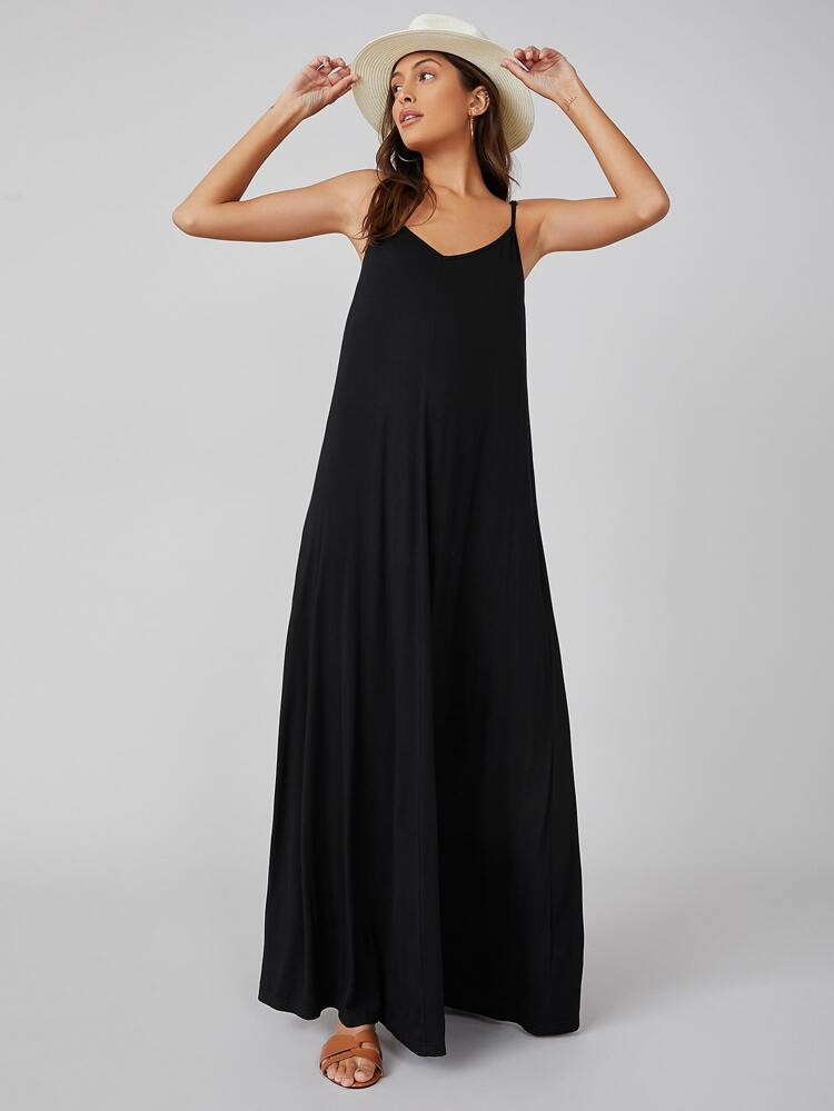 SHEIN BASICS Pocket Side Solid Cami Dress | SHEIN