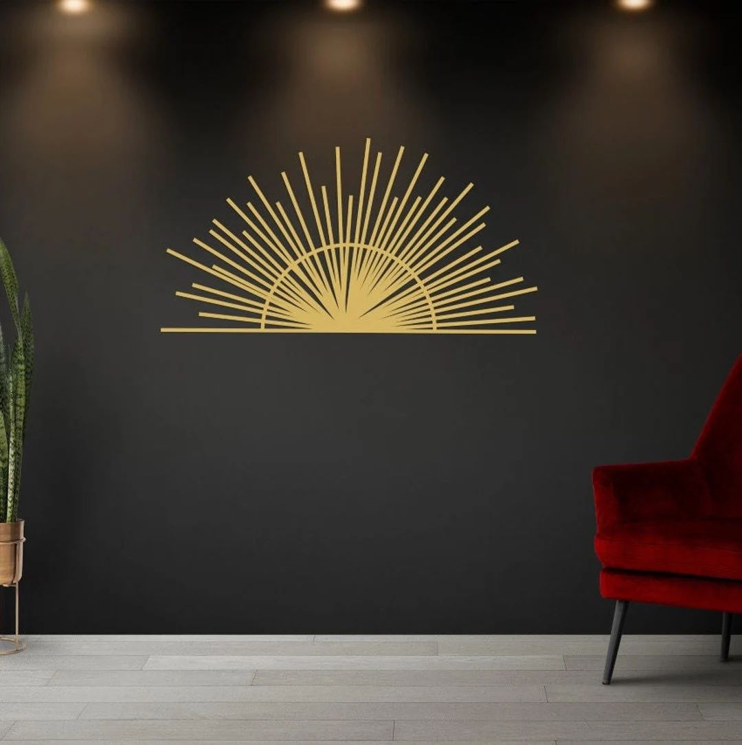 Gold metal wall bathroom decoration,golden indoor wall hanging,outdoor sun wall decor,hanging abo... | Etsy (US)