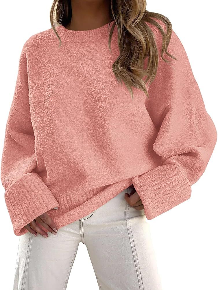 PRETTYGARDEN Women Fall Oversized Sweaters Casual Crewneck Pullover Long Sleeve Fuzzy Chunky Knit... | Amazon (US)
