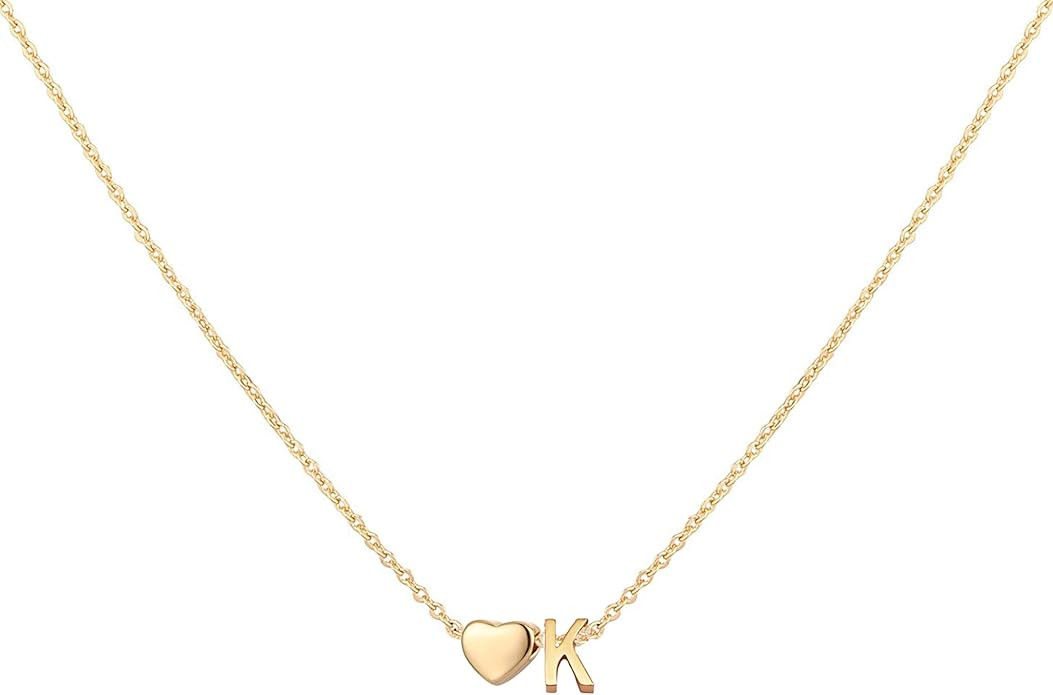 Glimmerst Initial Heart Necklace,18K Gold Plated Stainless Steel Tiny Heart Letter Necklace Perso... | Amazon (US)