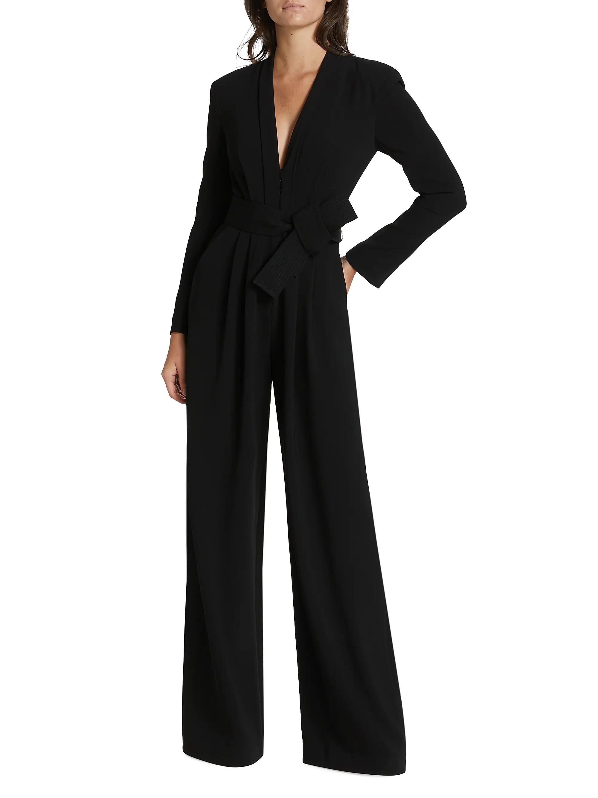 Kieran II Belted Crepe Wide-Leg Jumpsuit | Saks Fifth Avenue