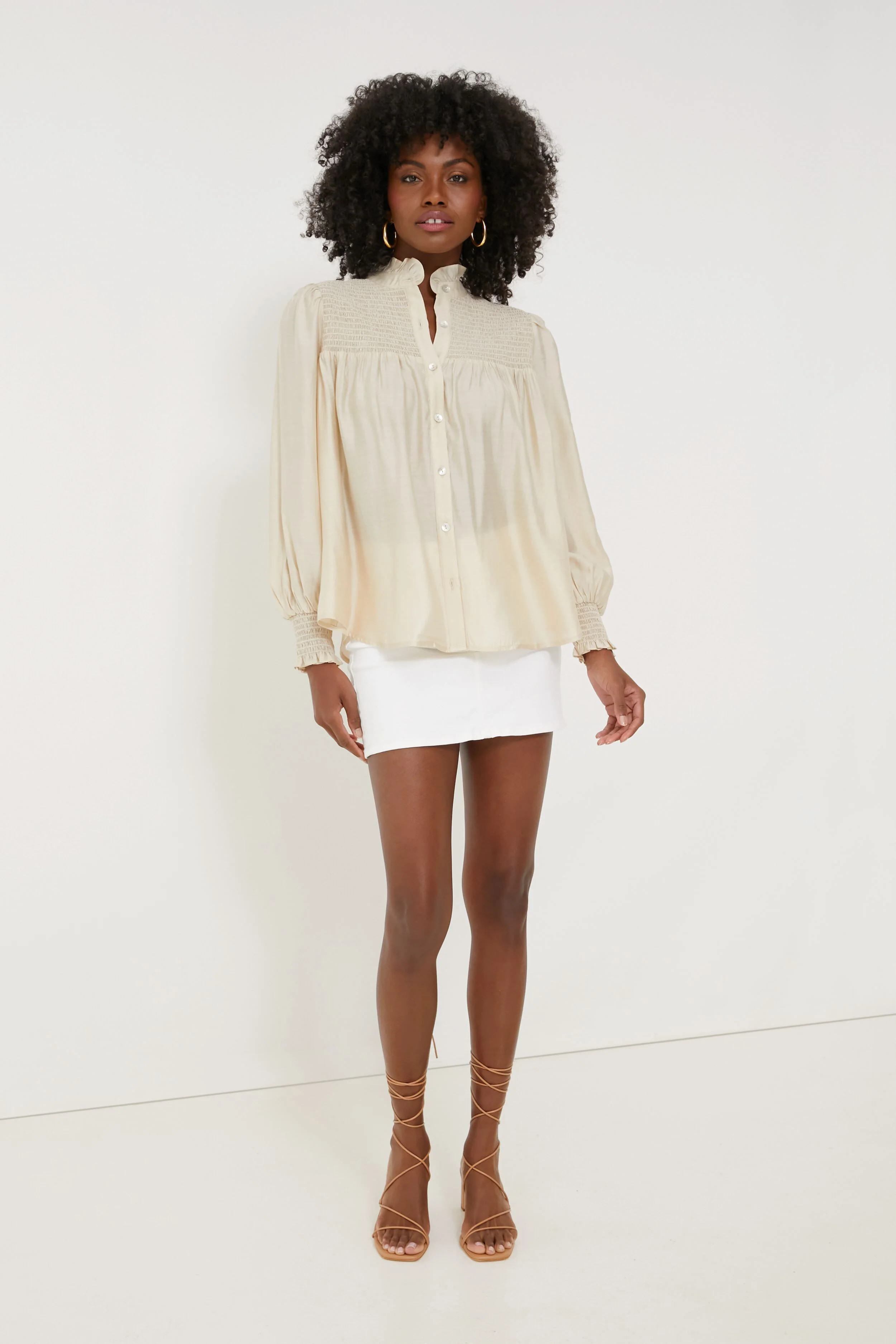 Champagne Jaia Smocked Blouse | Tuckernuck (US)