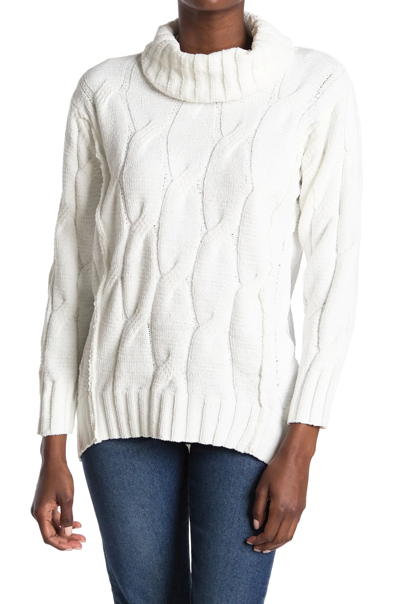 Chenille Cable Cowl Neck Tunic Sweater | Nordstrom Rack