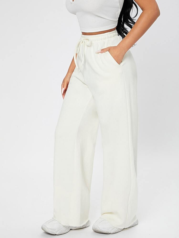 SHEIN PETITE Drawstring Waist Slant Pocket Sweatpants | SHEIN