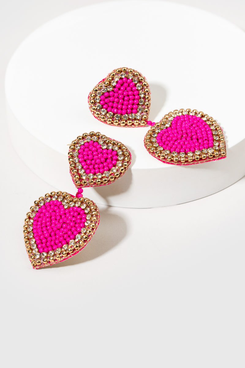 Lizzie Seedbead And Cupchain Hearts Earrings | Francesca's