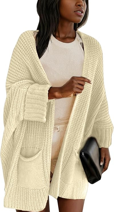 Womens Oversized Cardigans Soft Knit Cardigan Sweater with Pockets | Amazon (US)