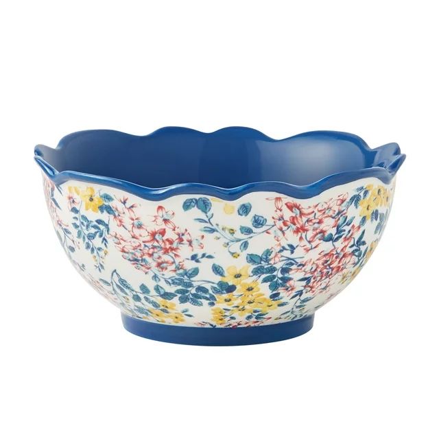 The Pioneer Woman Pretty Posies Cereal Bowl - Blue Floral Stoneware | Walmart (US)