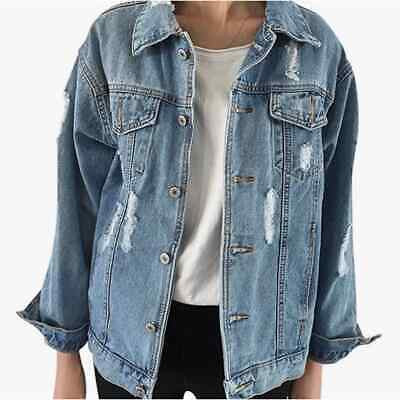 Judy Bridal Denim Jacket Distressed Blue Jeans Size Medium | eBay US